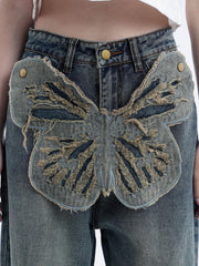 Removable Butterfly Loose Jeans