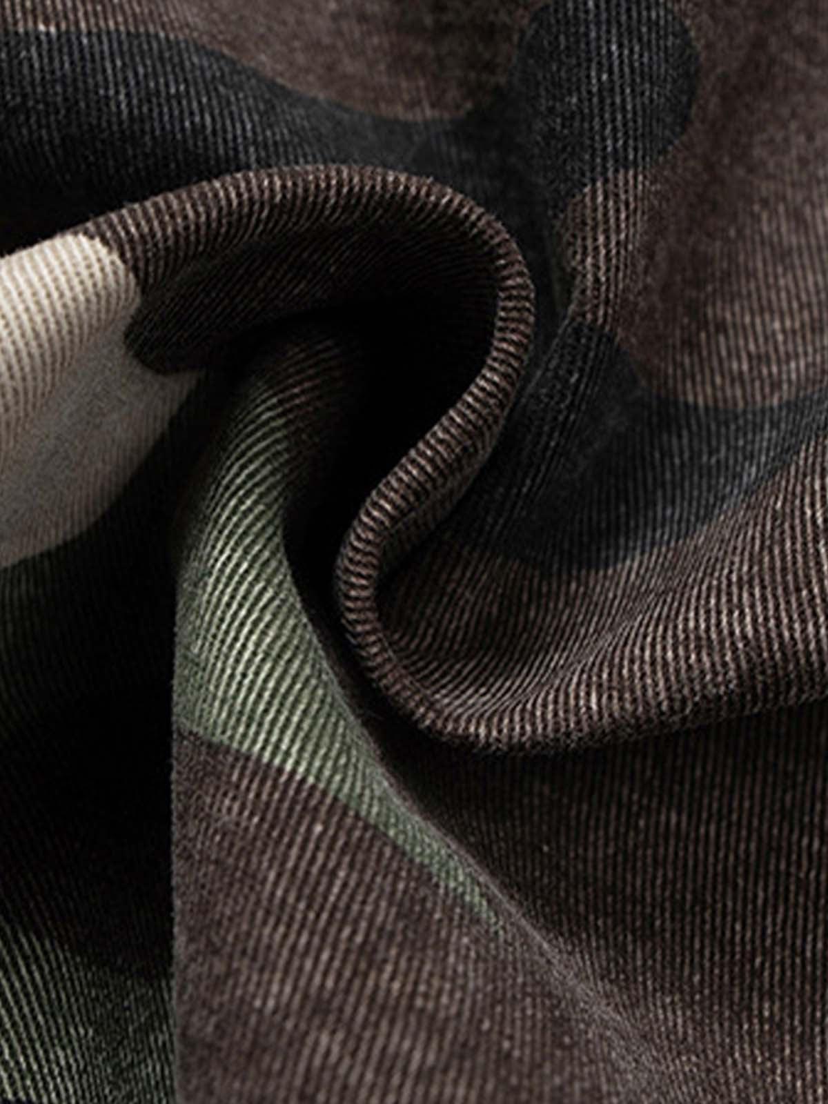 Retro Camouflage Whisker Raw Edge Cropped Shorts