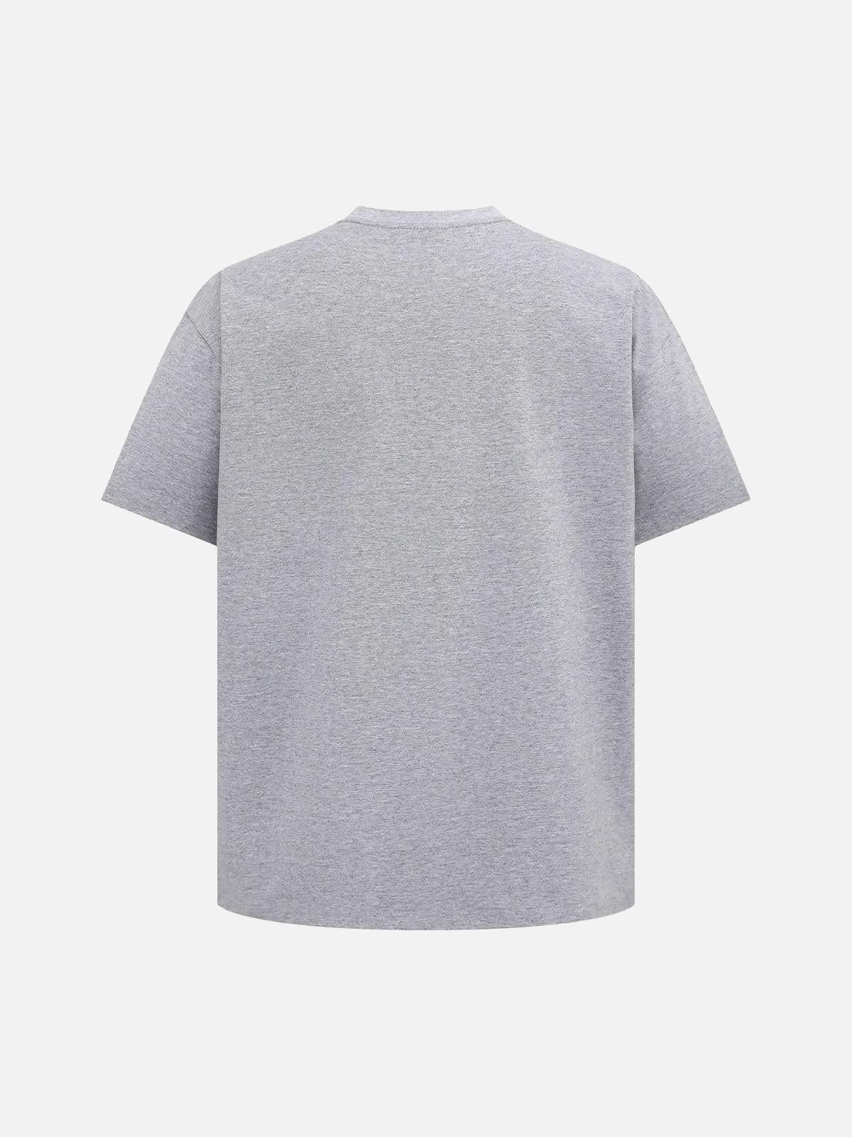 Retro Contrast Color Embroidered Letter T-Shirt