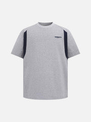 Retro Contrast Color Embroidered Letter T-Shirt