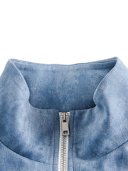 Retro Contrast Suede Track Jacket