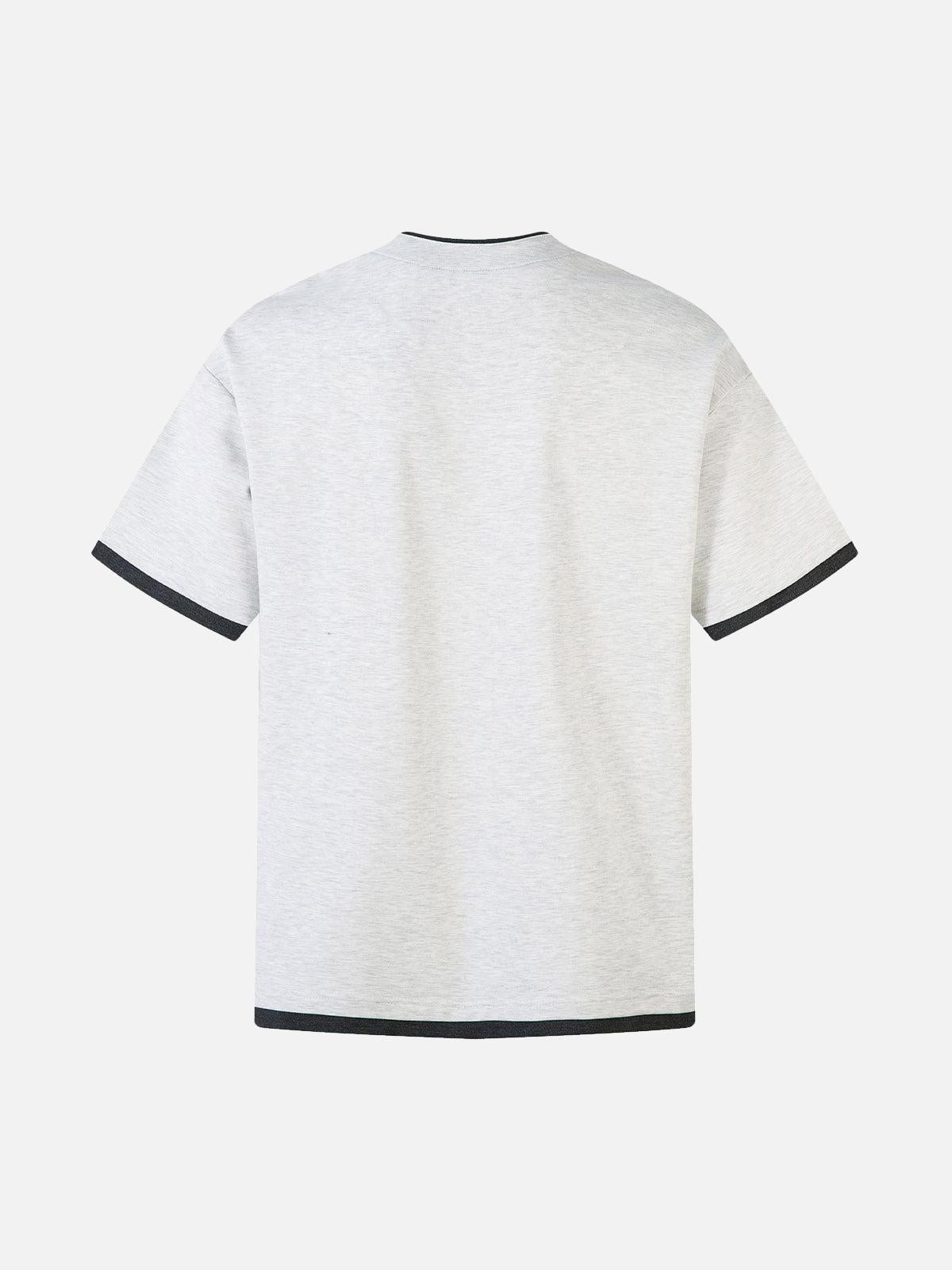 Retro Faux Two-Piece Print T-Shirt