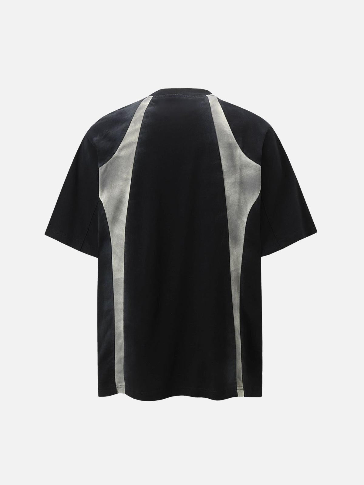 Retro Functional Patchwork Dirty Dyed T-Shirt