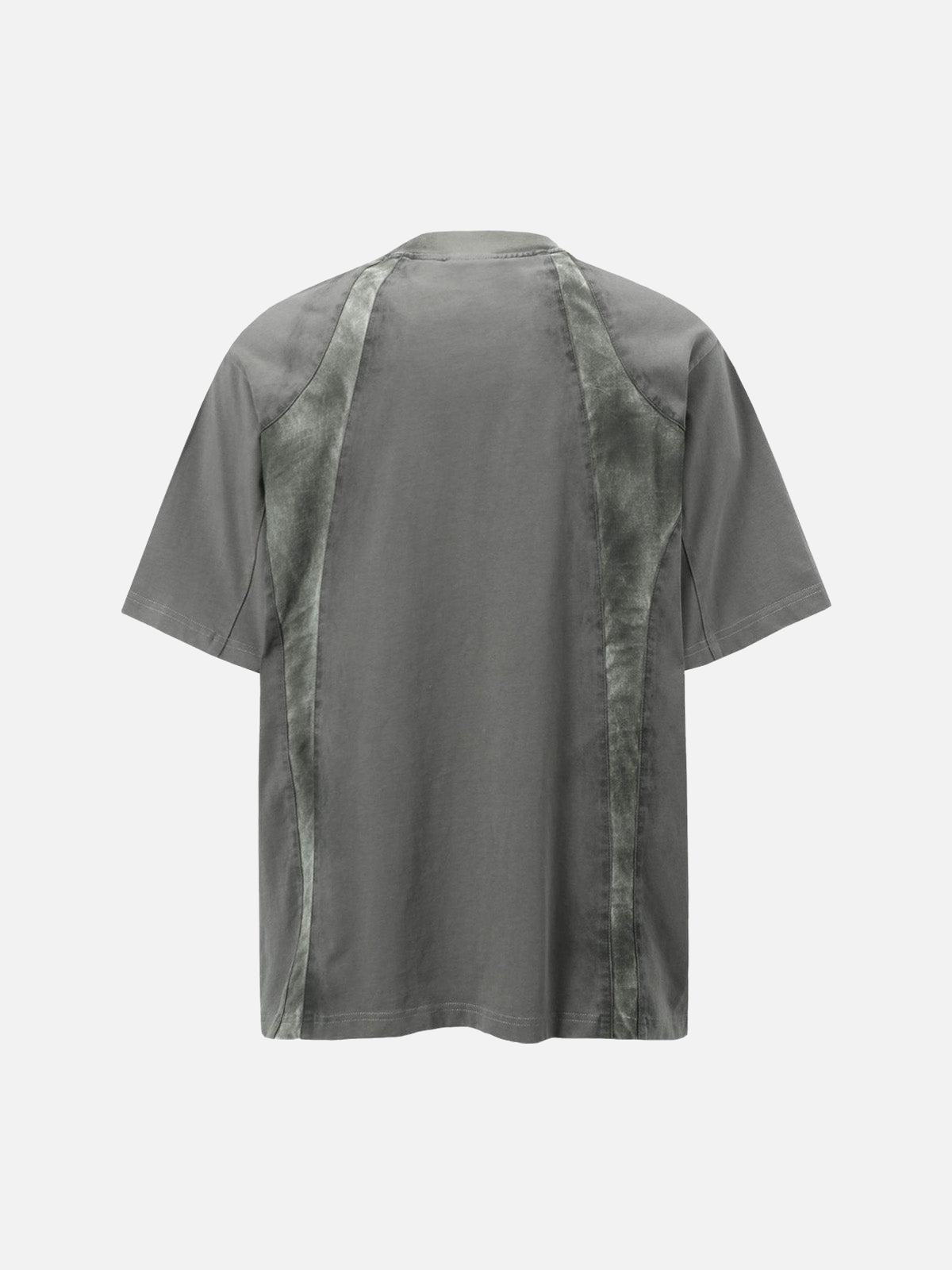Retro Functional Patchwork Dirty Dyed T-Shirt