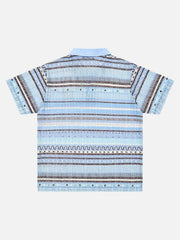 Retro Gradient Striped Hollow POLO Shirt