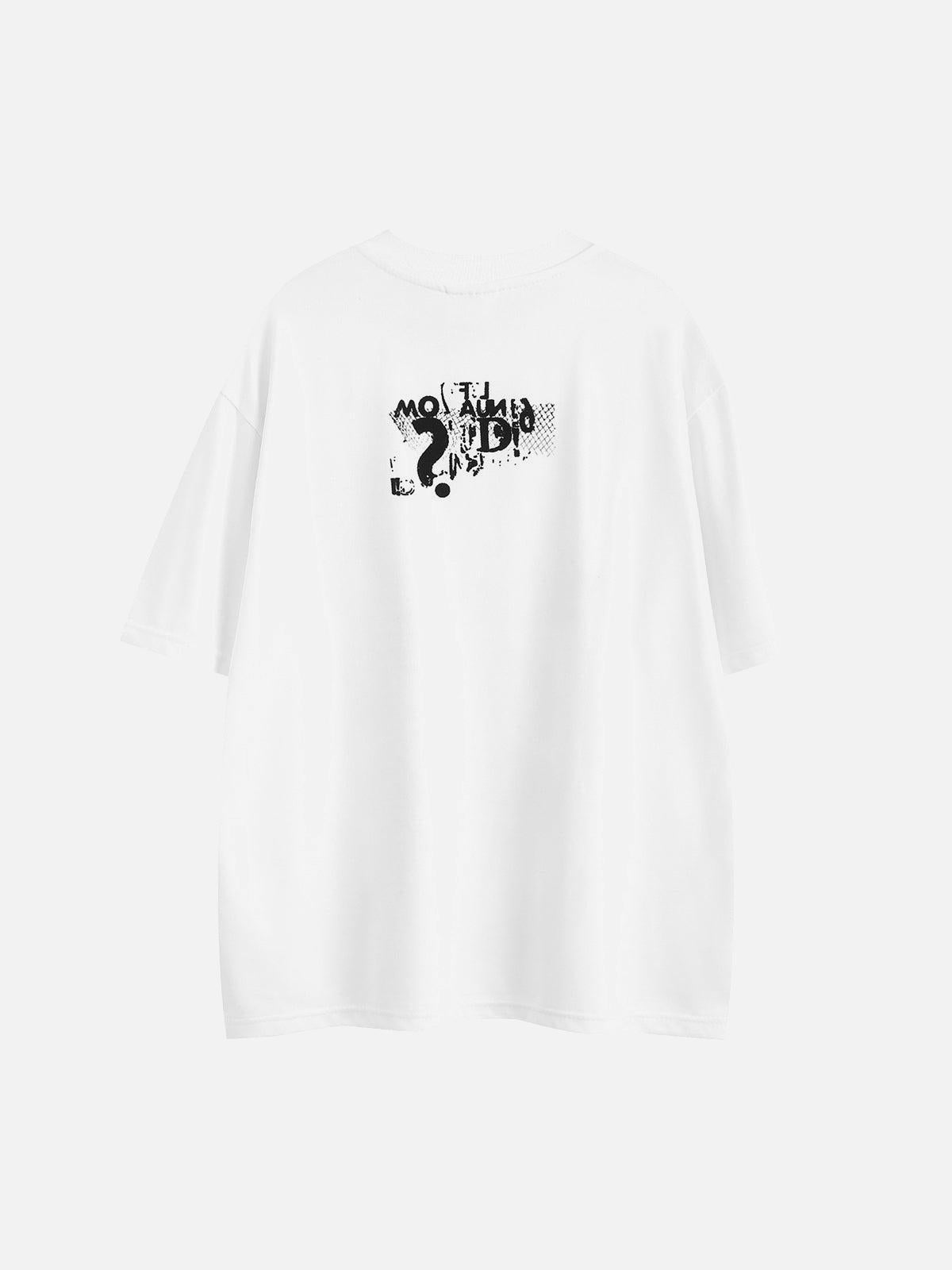 Retro Letter Print Rivet T-Shirt