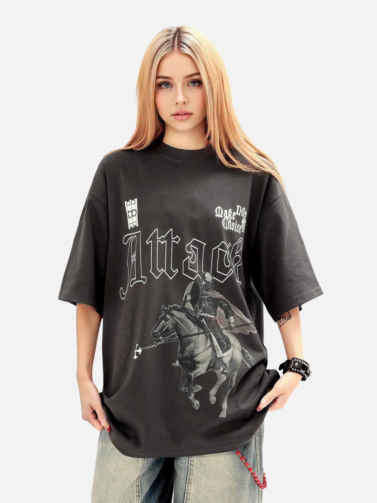 Retro Oil Painting Print T-Shirt