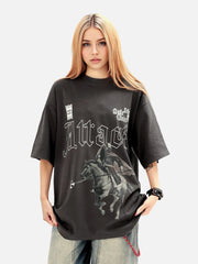 Retro Oil Painting Print T-Shirt