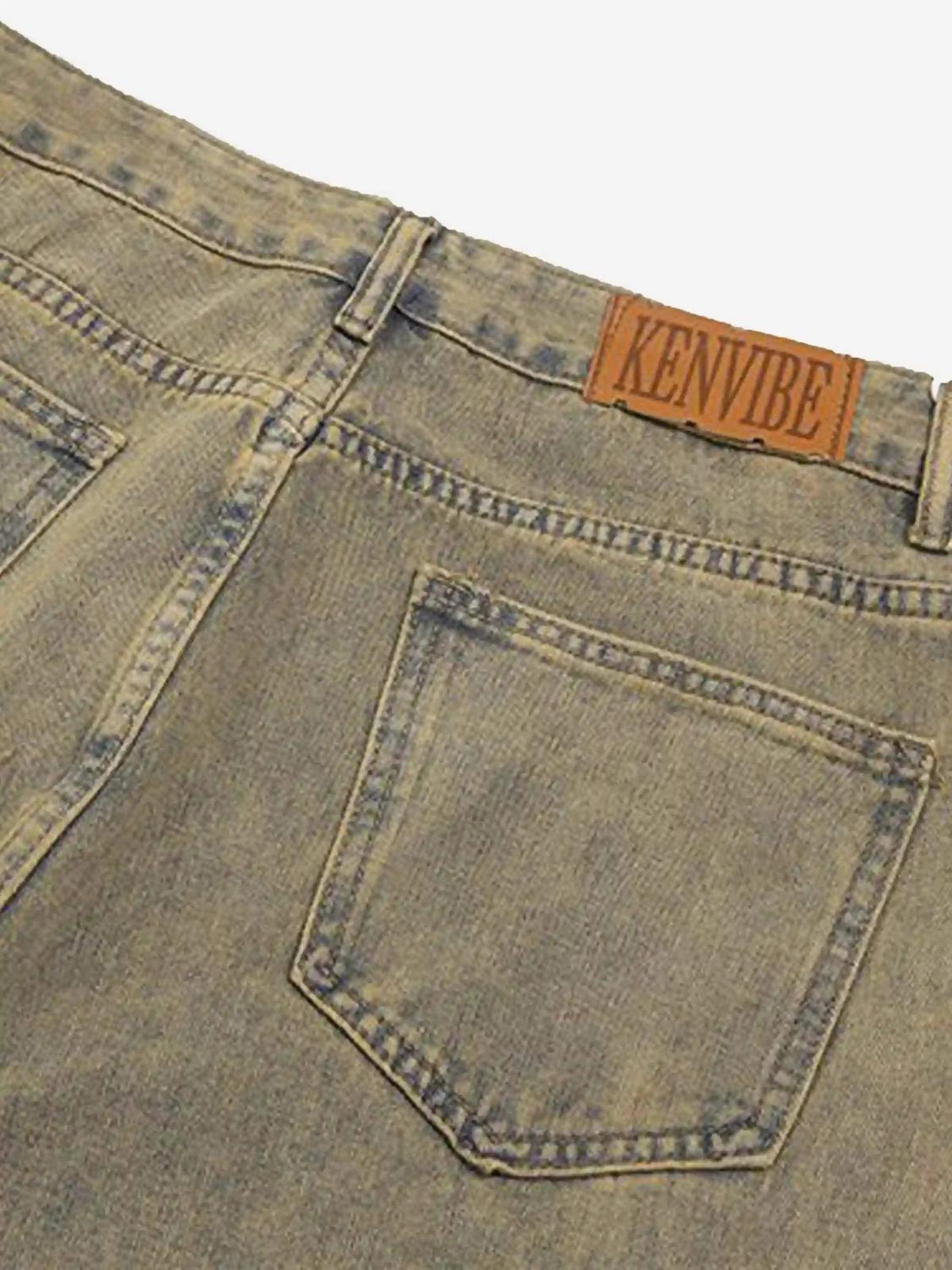 Retro Patchwork Camouflage Flared Jeans