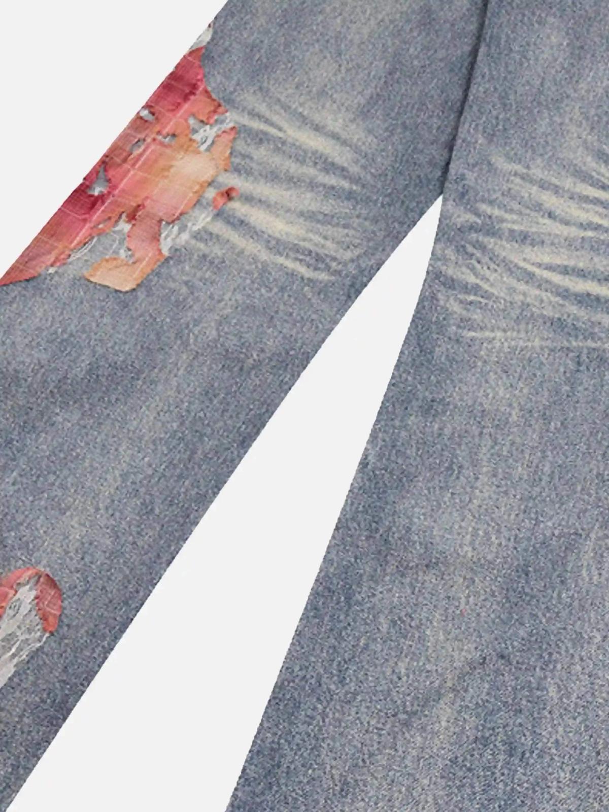 Retro Patchwork Street Jeans