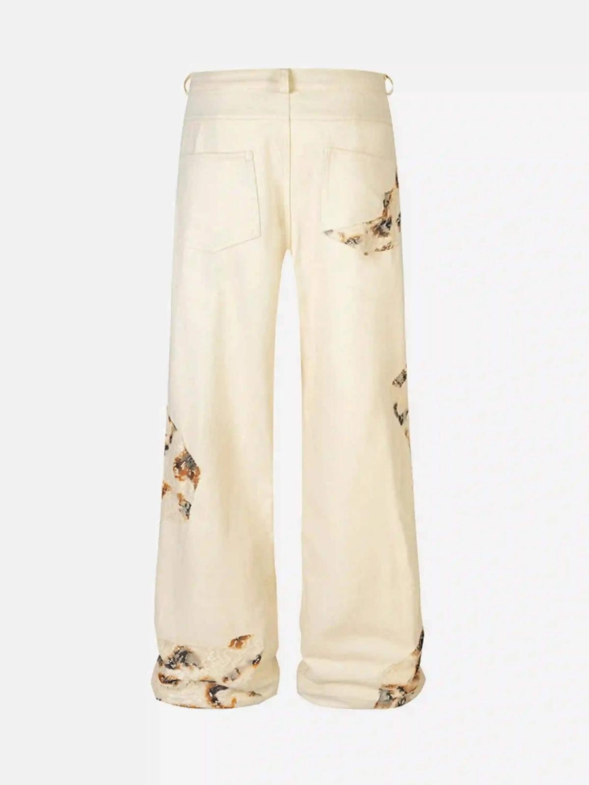 Retro Patchwork Street Jeans