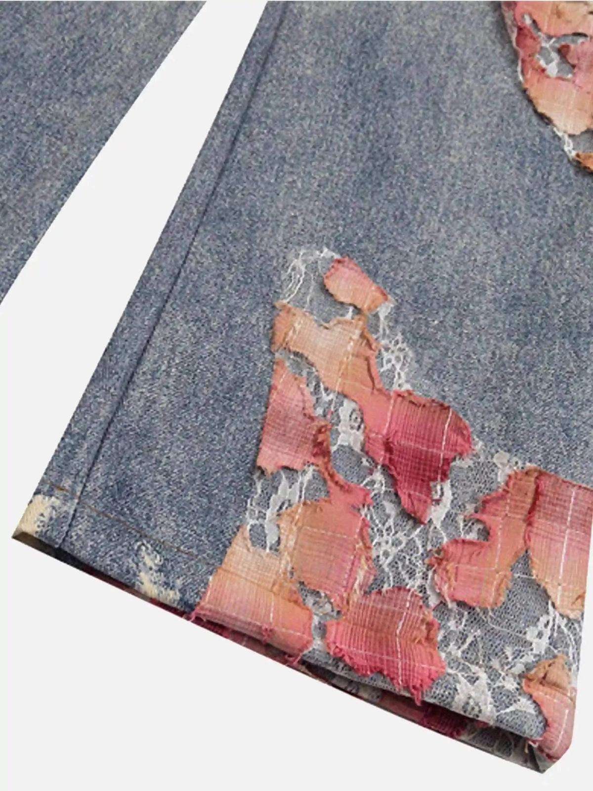 Retro Patchwork Street Jeans