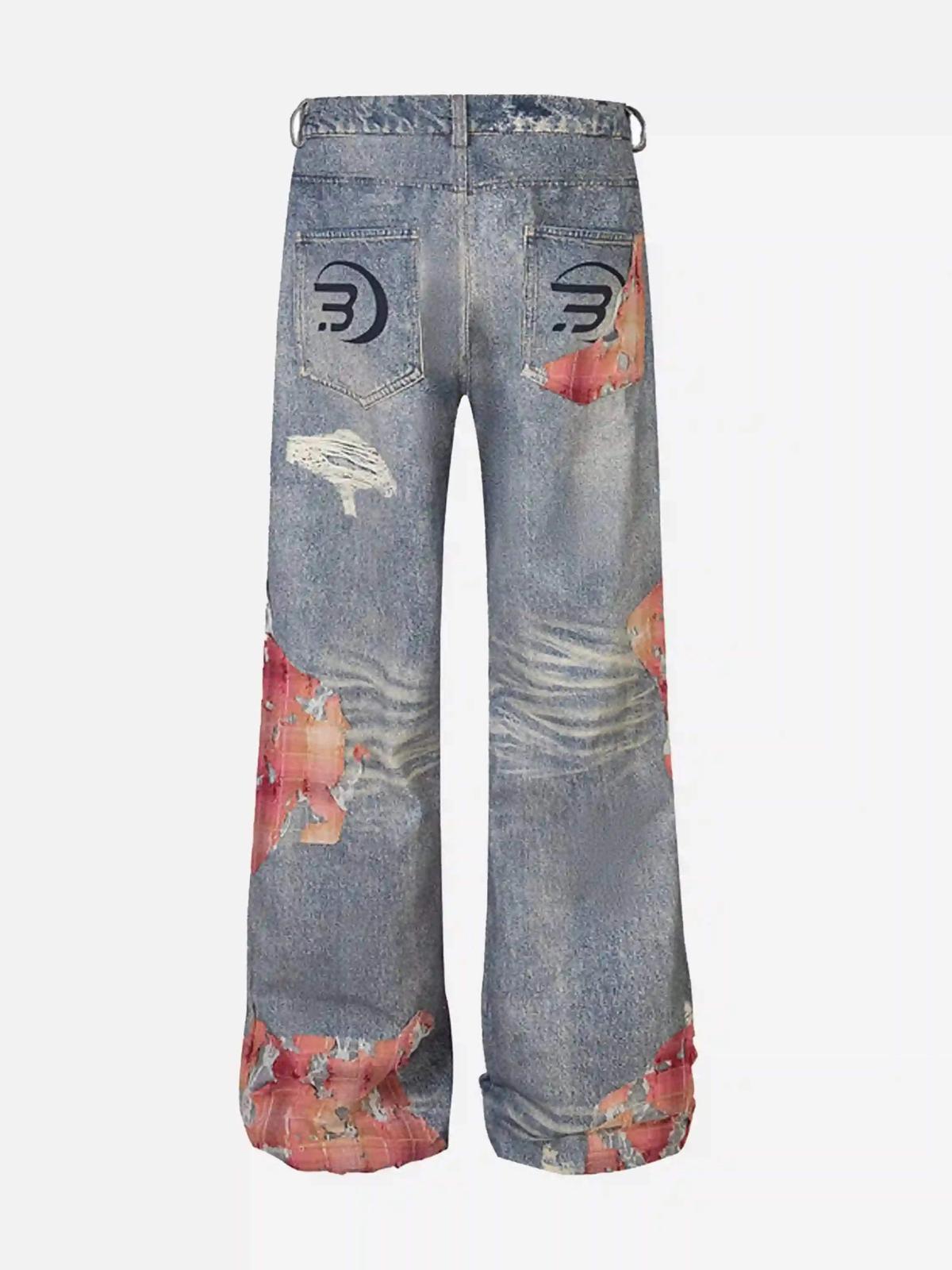 Retro Patchwork Street Jeans