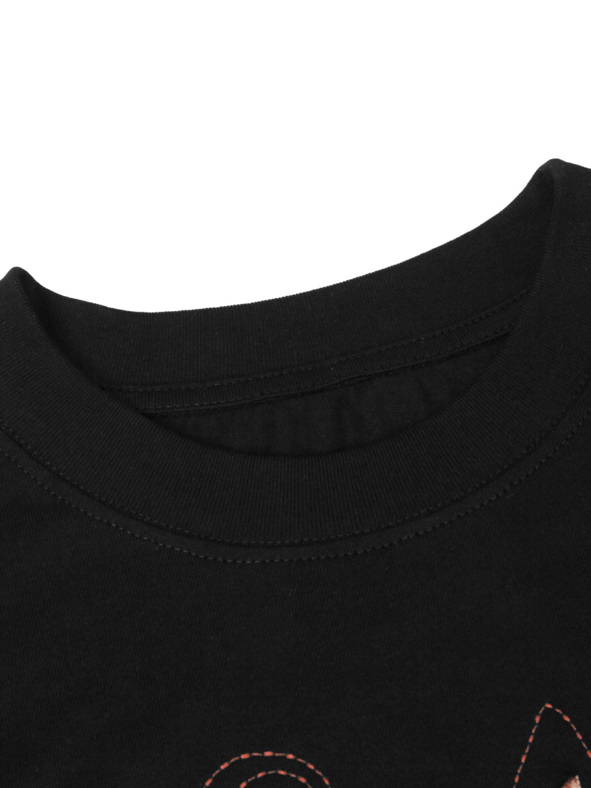 Retro Plaid Letter Embroidered T-Shirt