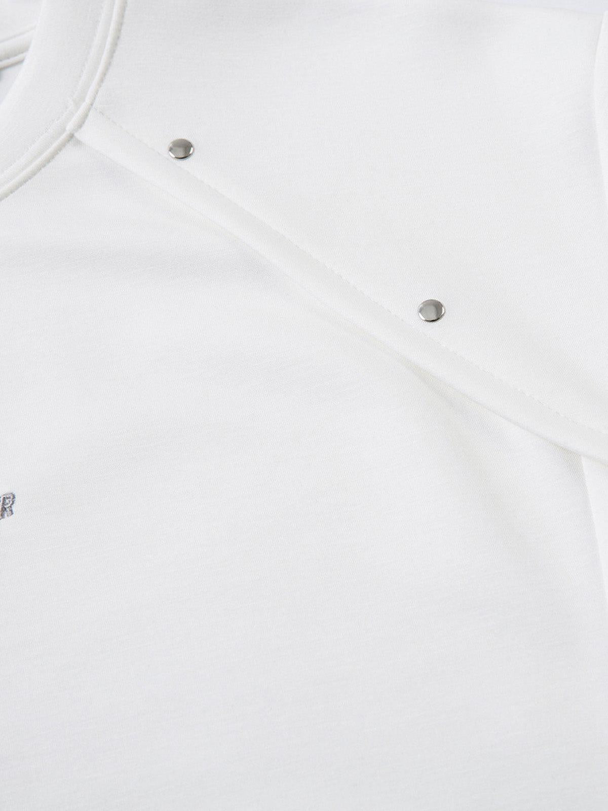 Retro Rivet Letter Embroidered T-Shirt