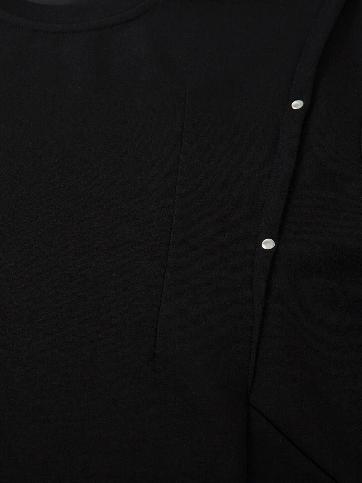 Retro Rivet Pleated Functional T-Shirt