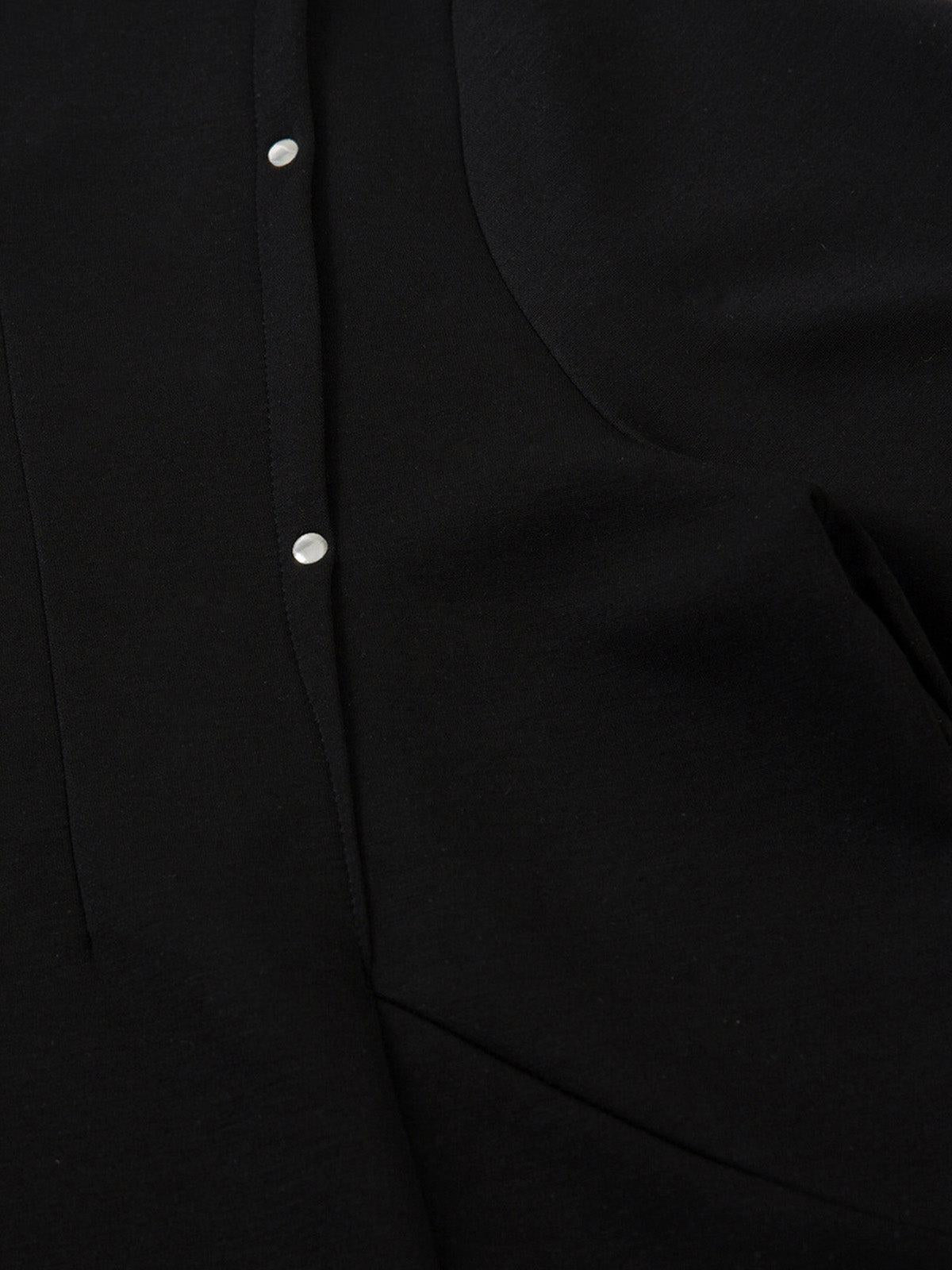 Retro Rivet Pleated Functional T-Shirt