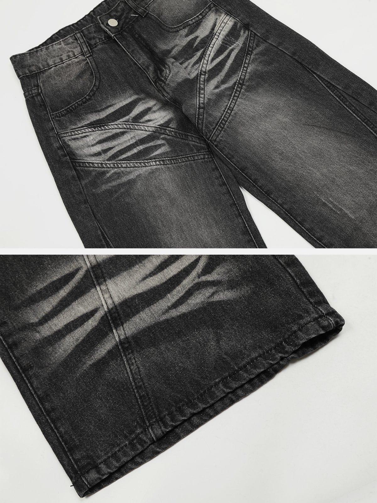 Retro Sun Faded Patchwork Jeans