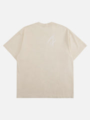 Retro Washed Contrast Color Broken Letters T-Shirt