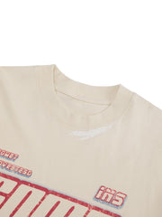Retro Washed Contrast Color Broken Letters T-Shirt