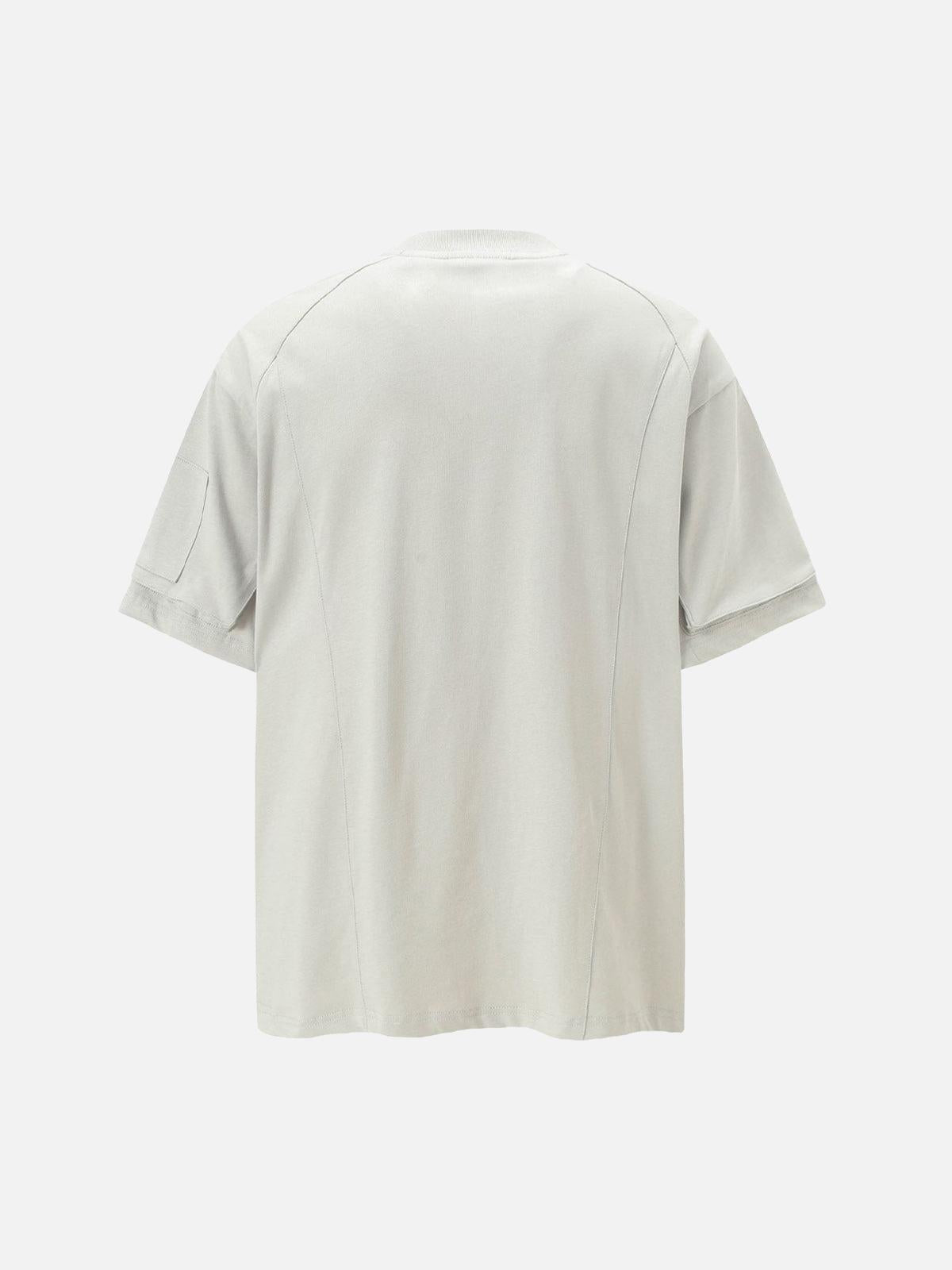 Retro Washed Deconstruction Functional Pocket T-Shirt