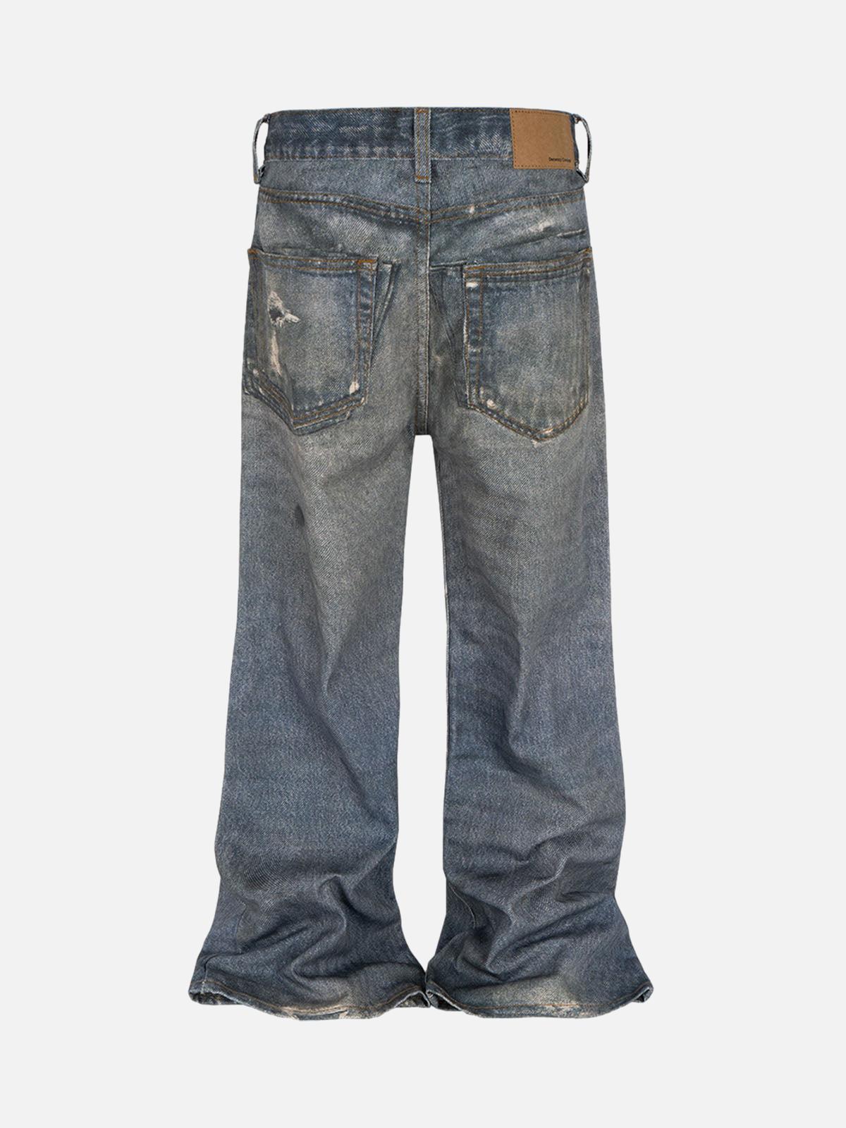 Retro Washed Ripped Flare Jeans
