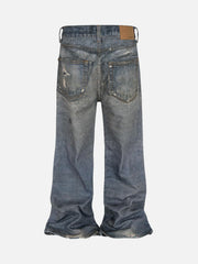 Retro Washed Ripped Flare Jeans