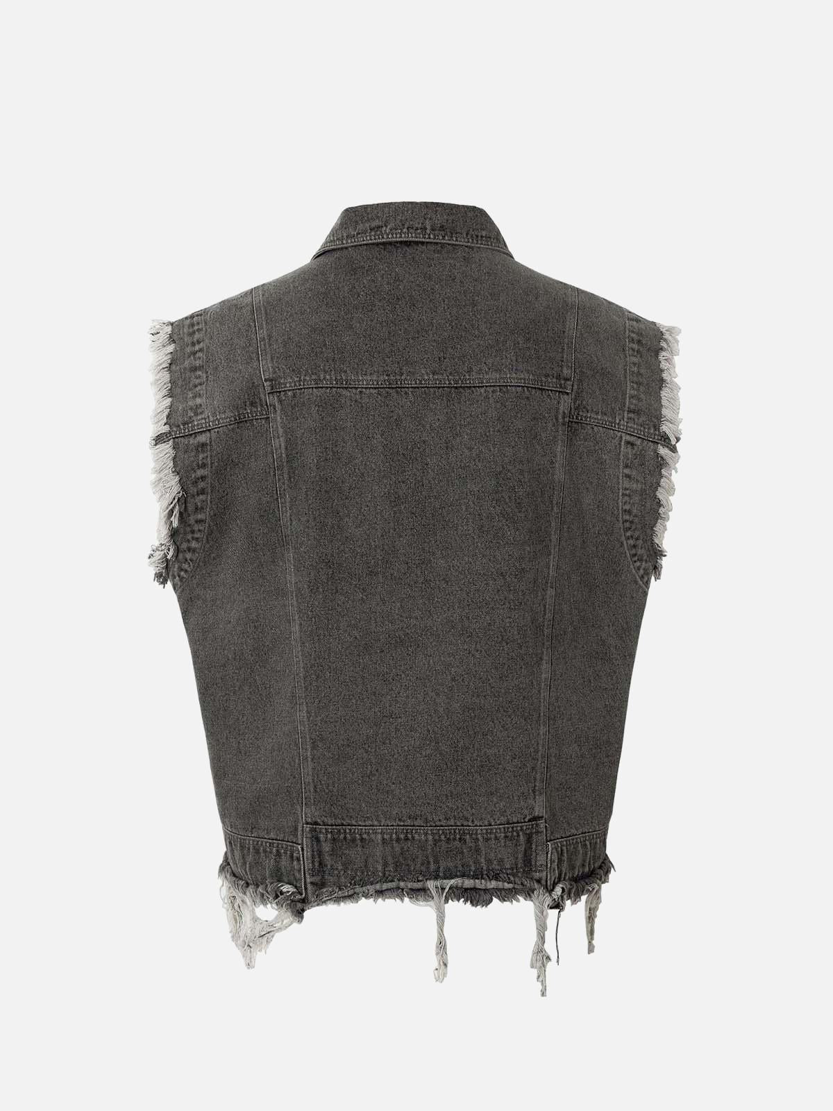 Retro Wasteland Rivet Denim Vest