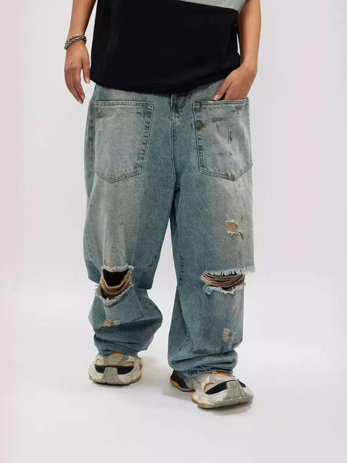 Back Pocket Ripped Reverse Pocket Ripped Jeans – Loczu