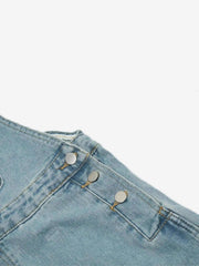 Reverse Stitching Overalls Wide-Leg Denim Jeans