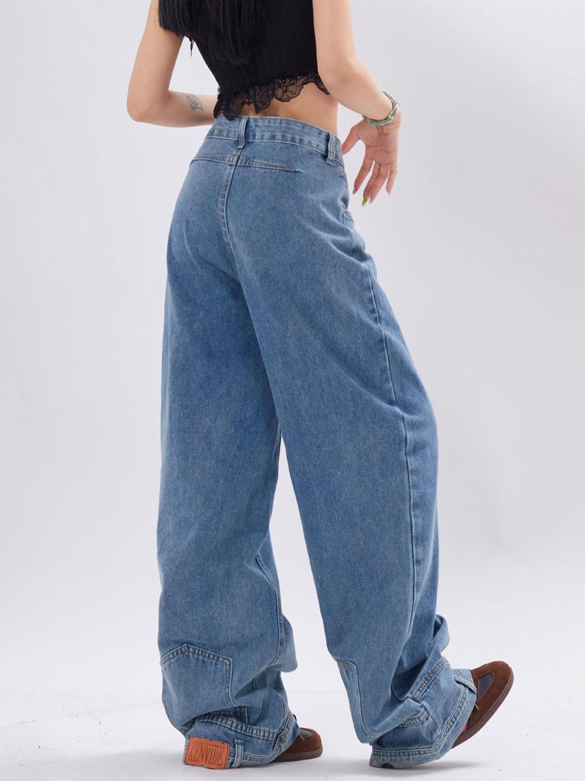 Reverse Washed Loose Jeans