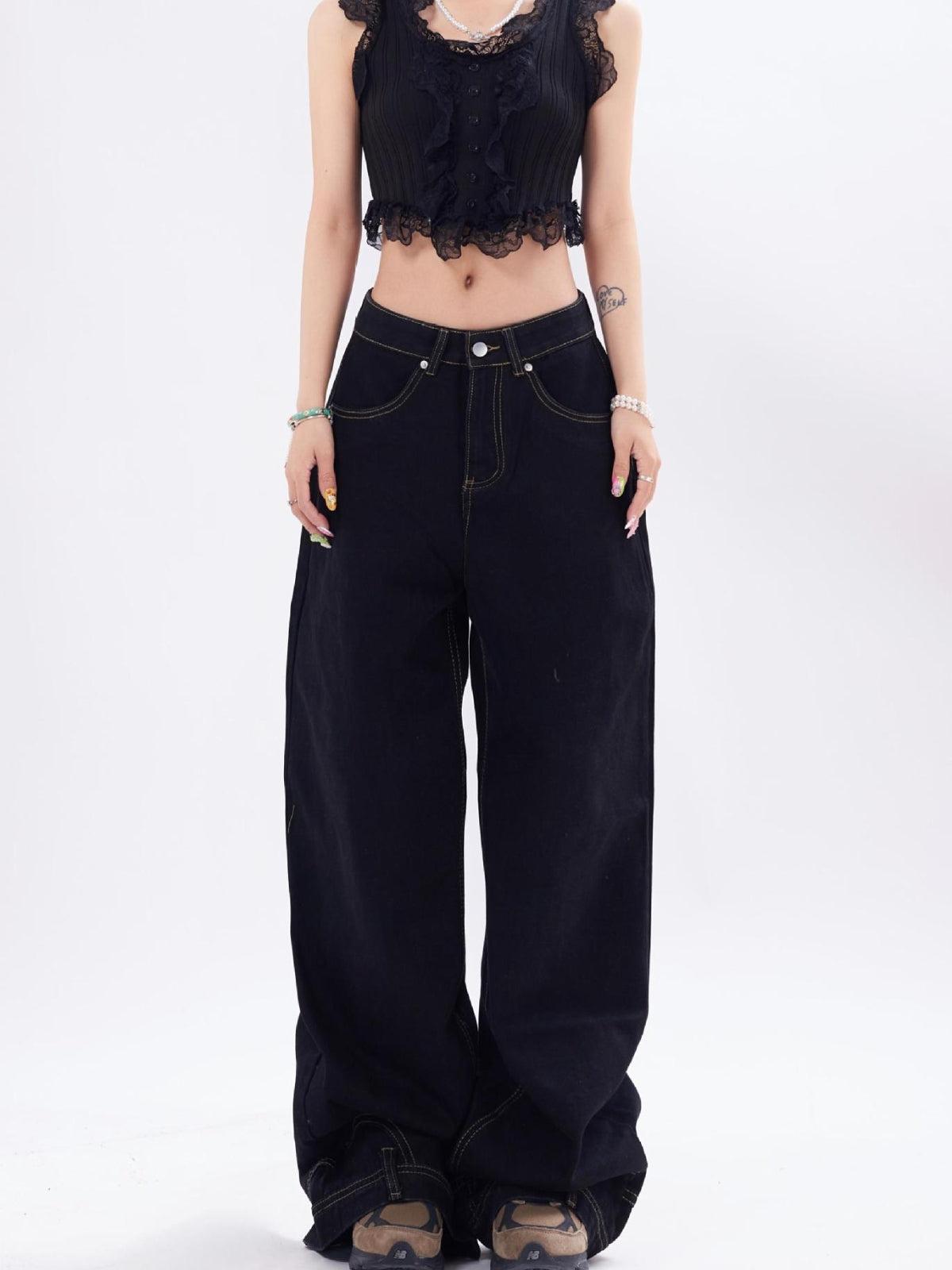 Reverse Washed Loose Jeans