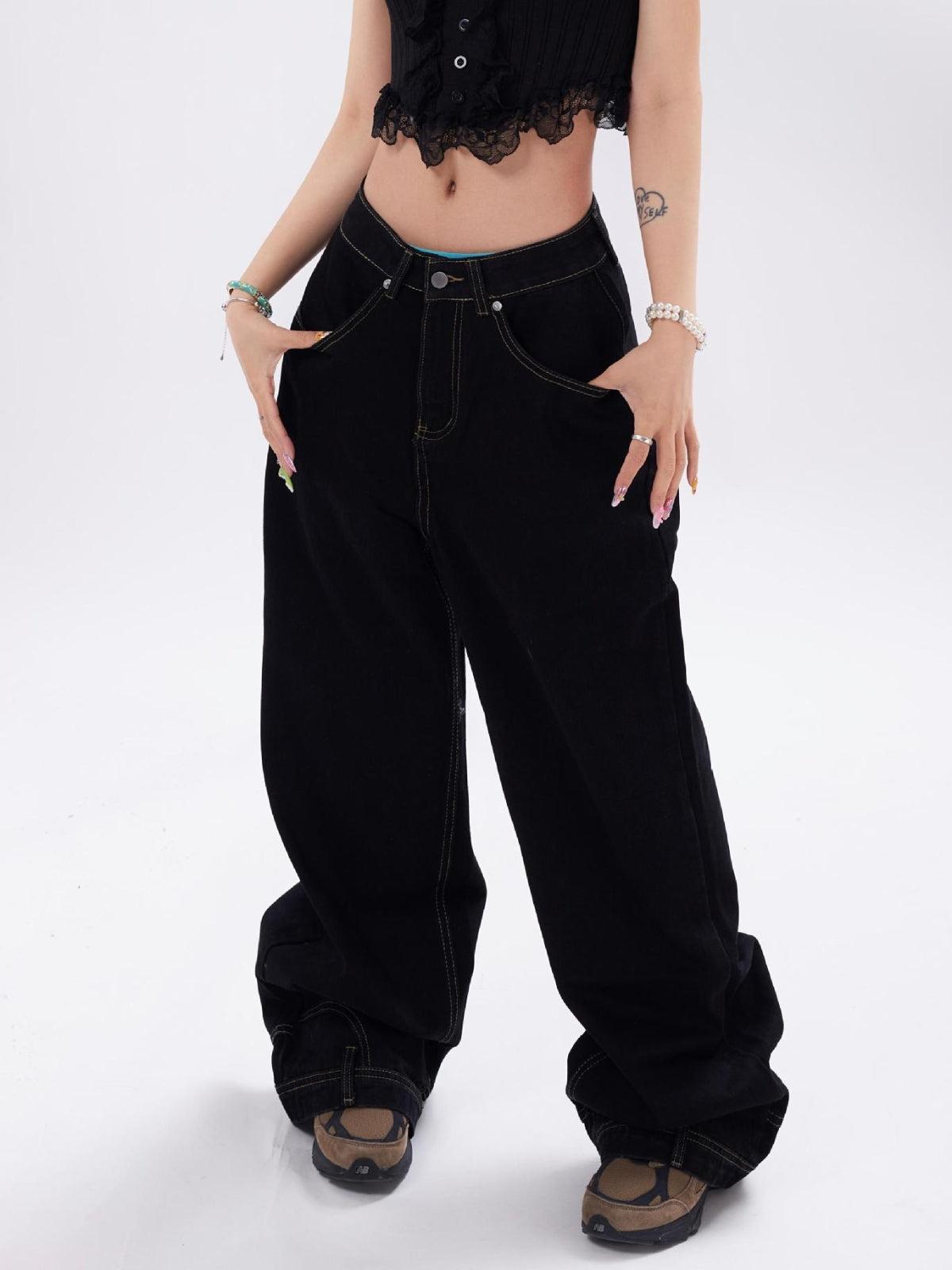 Reverse Washed Loose Jeans