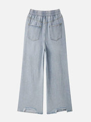 Ripped Denim Wide Leg Pants