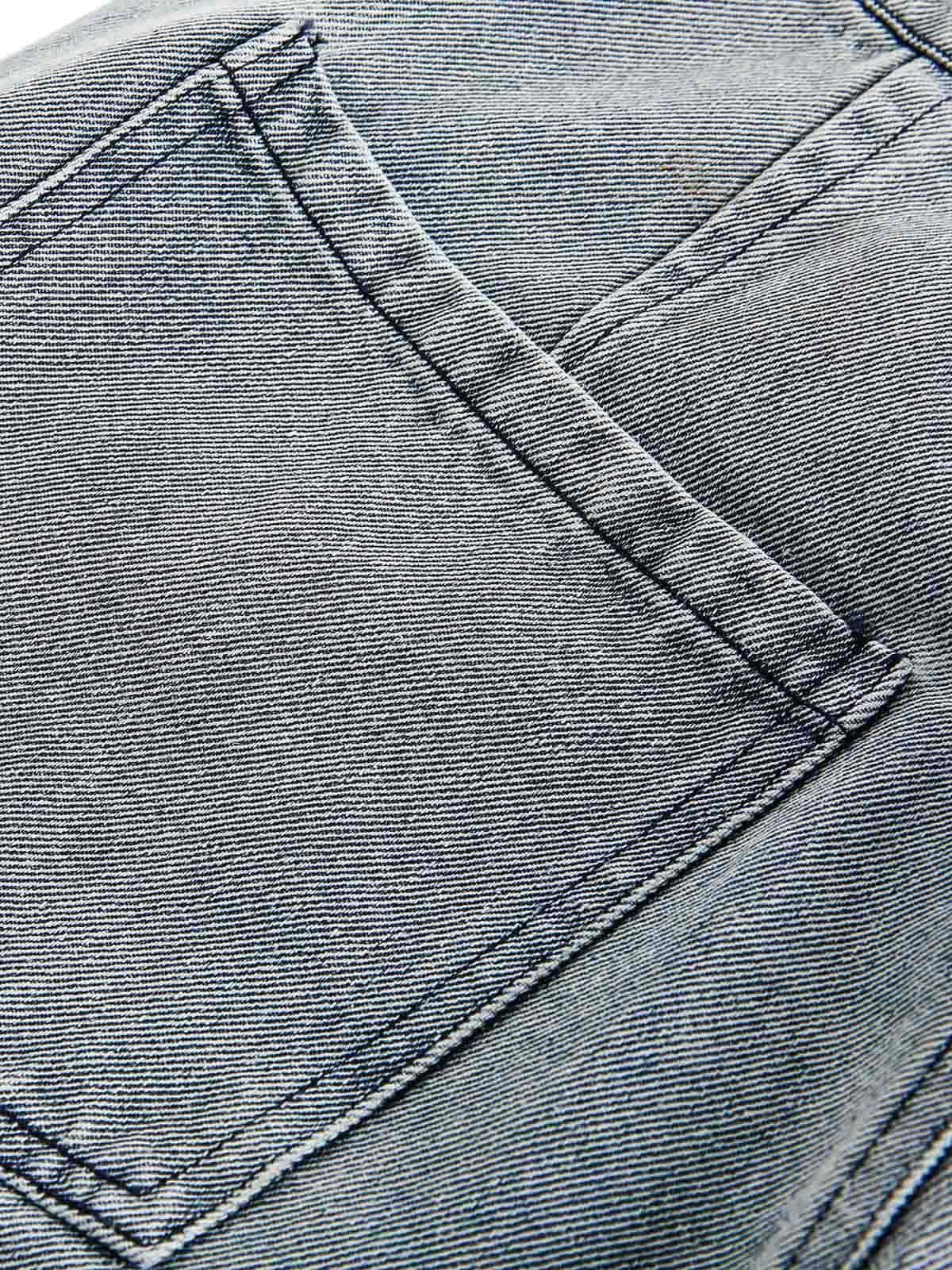 Ripped Lace Panel Denim Pants