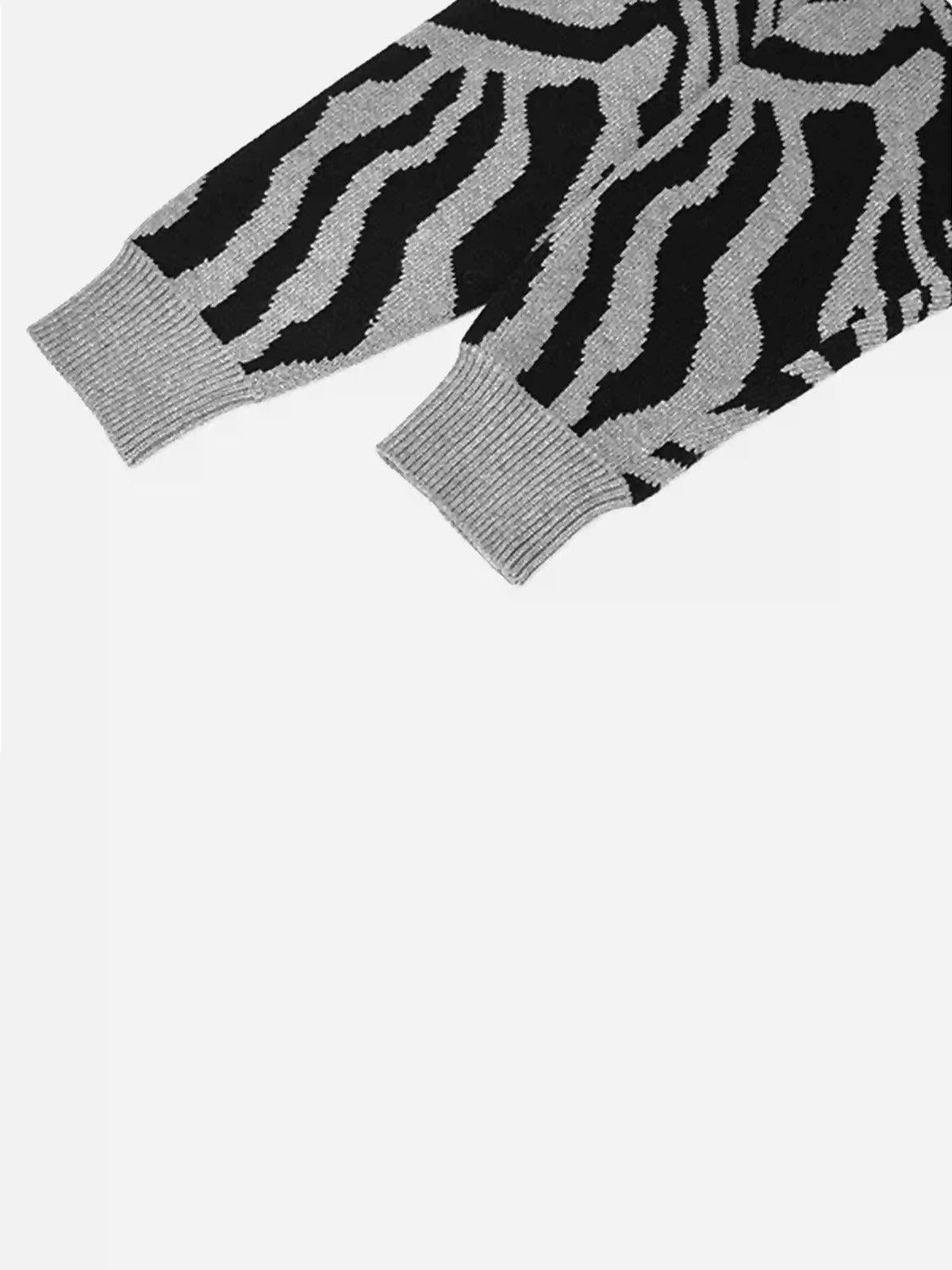 Ripped Zebra Pattern Sweater