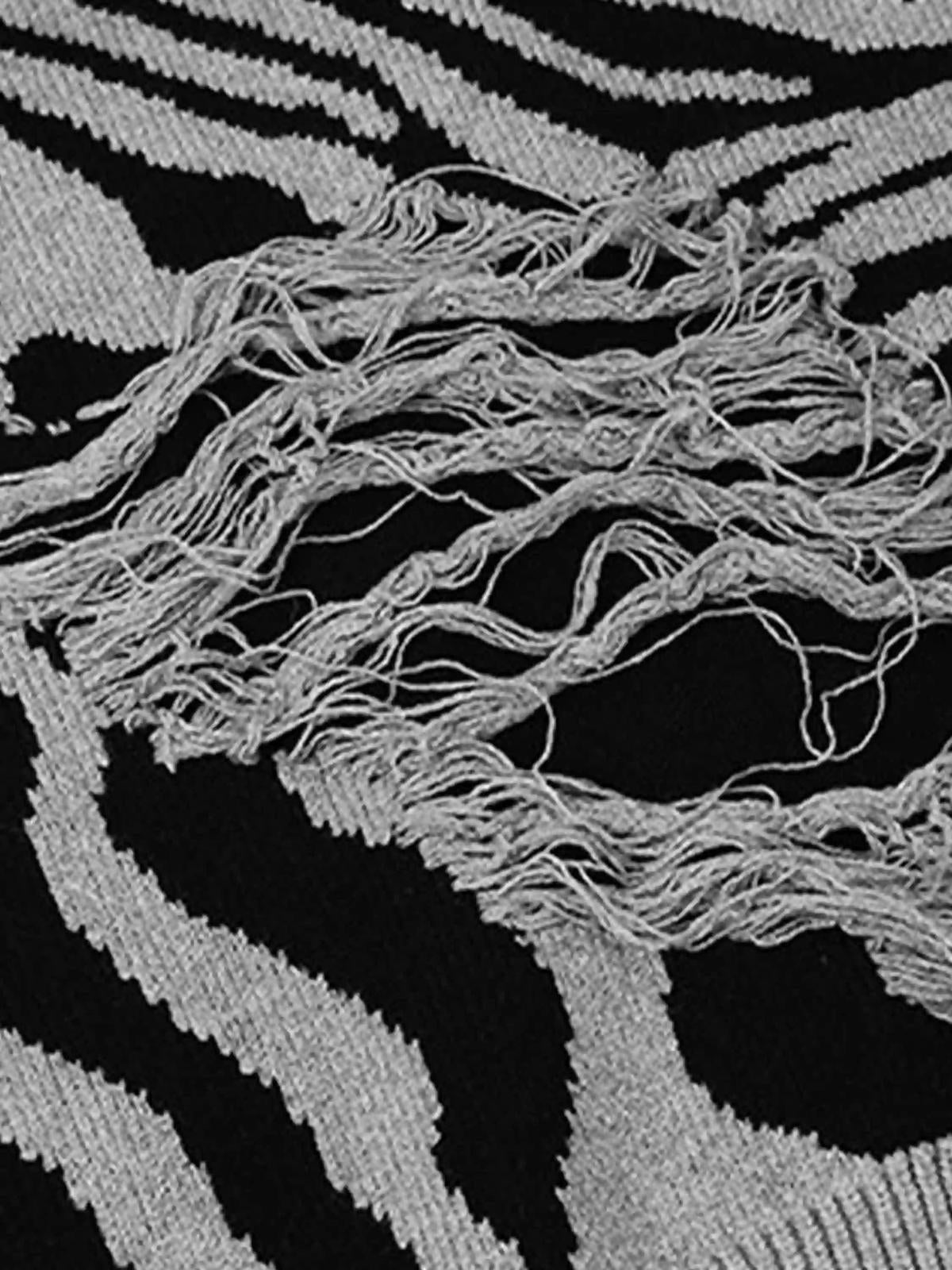 Ripped Zebra Pattern Sweater