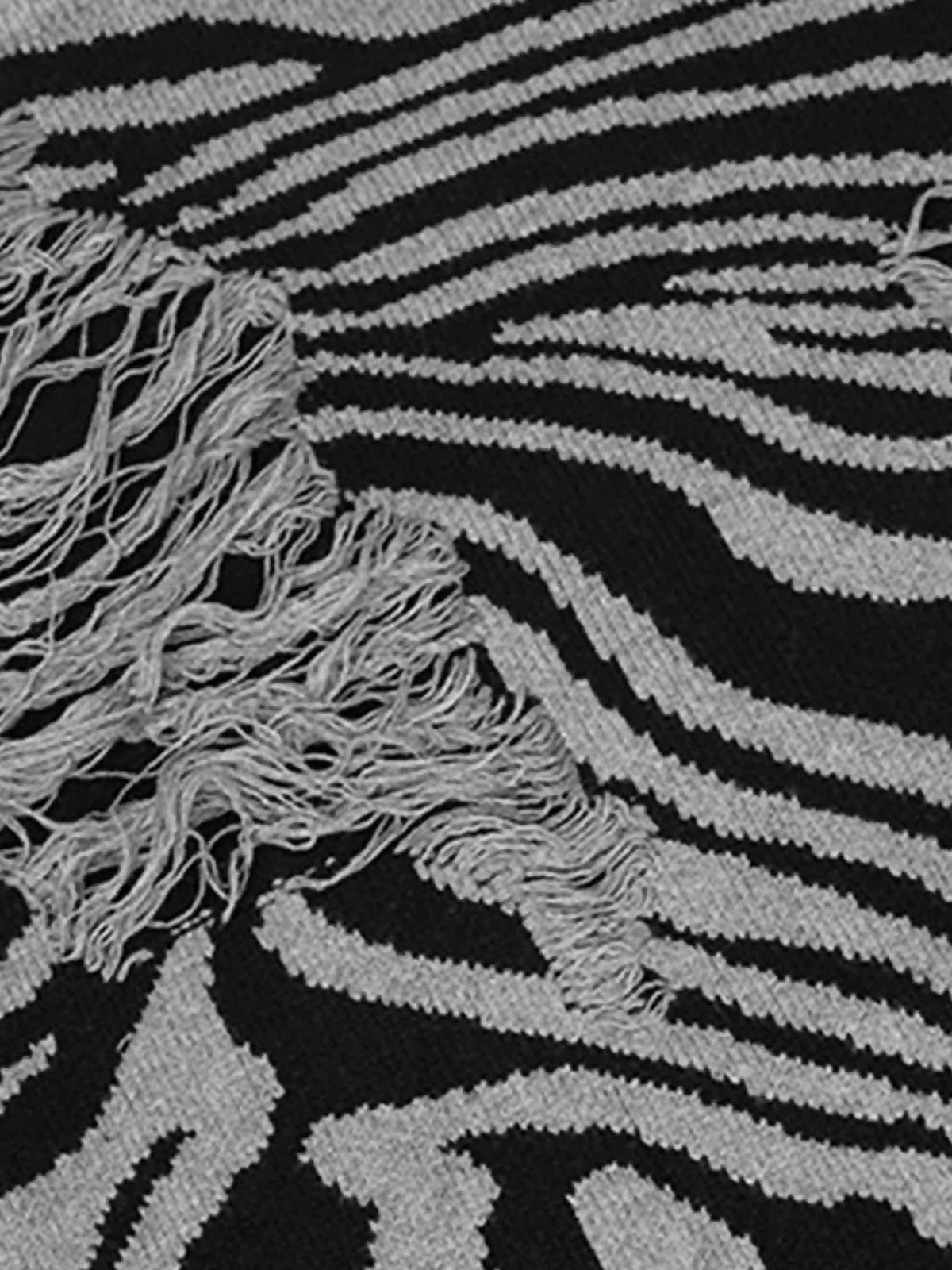 Ripped Zebra Pattern Sweater