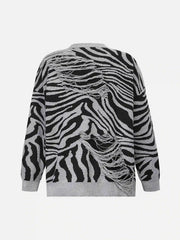 Ripped Zebra Pattern Sweater