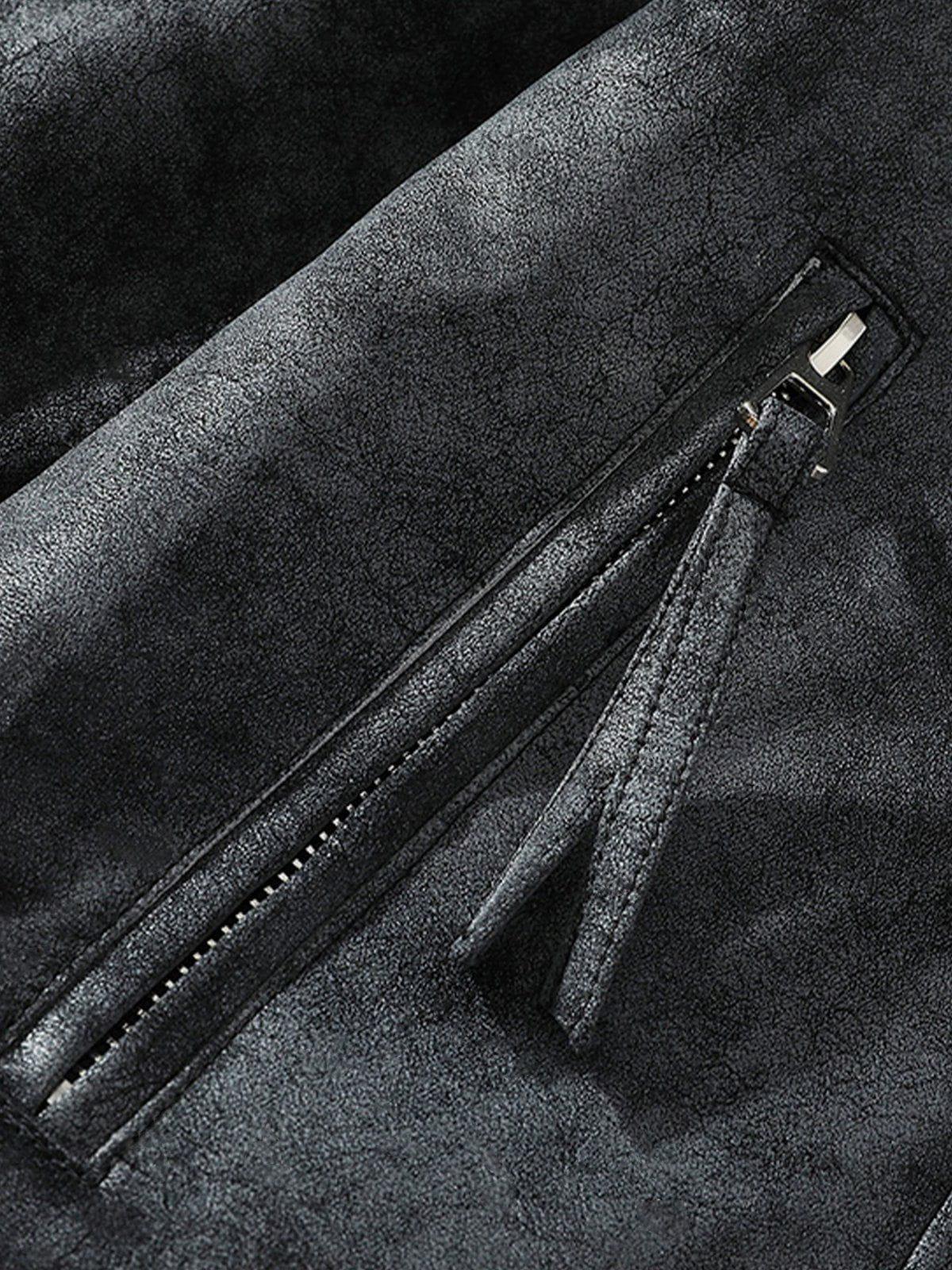Rivet Washed Faux Leather Jacket