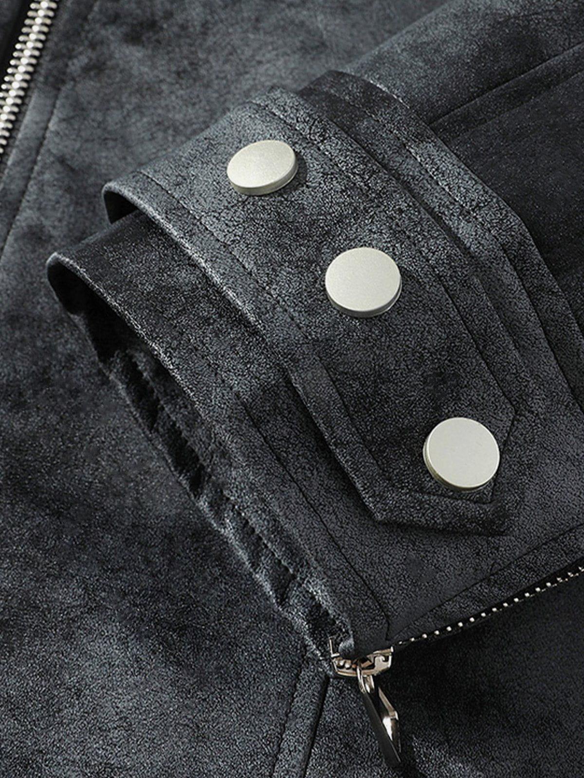 Rivet Washed Faux Leather Jacket