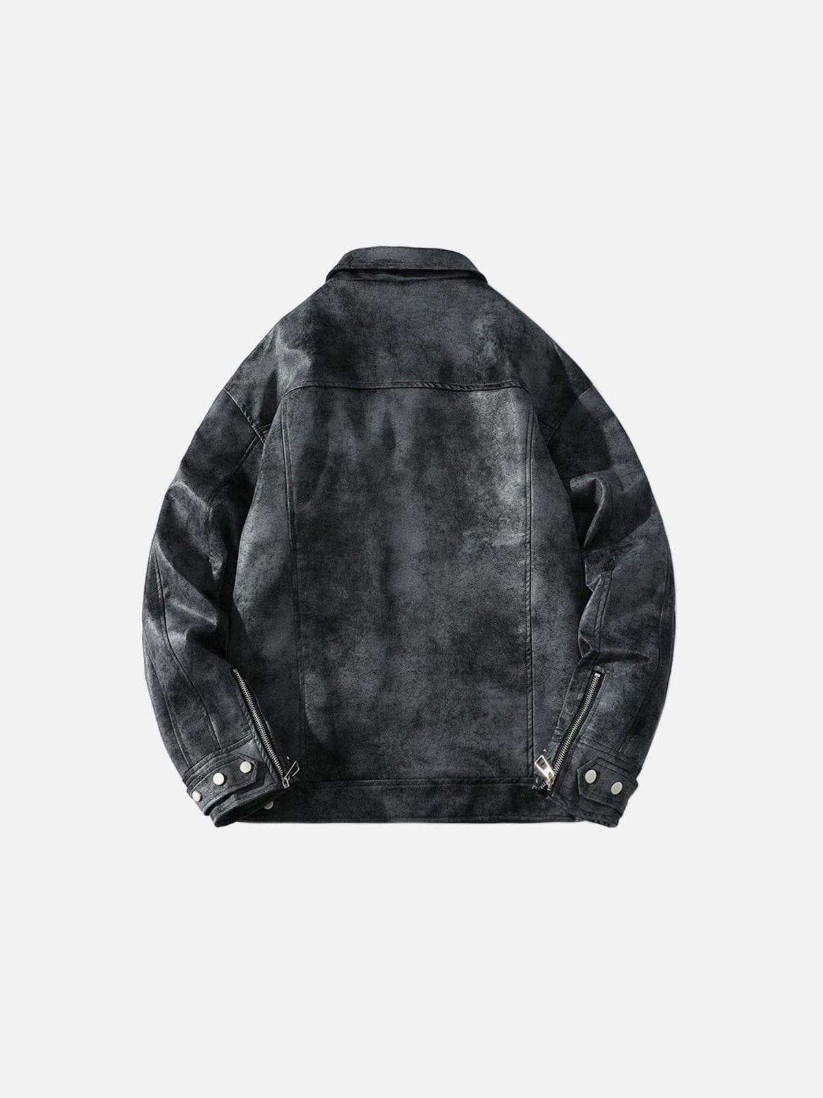 Rivet Washed Faux Leather Jacket