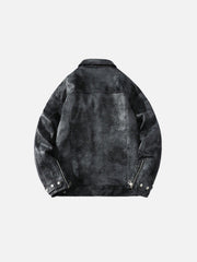 Rivet Washed Faux Leather Jacket