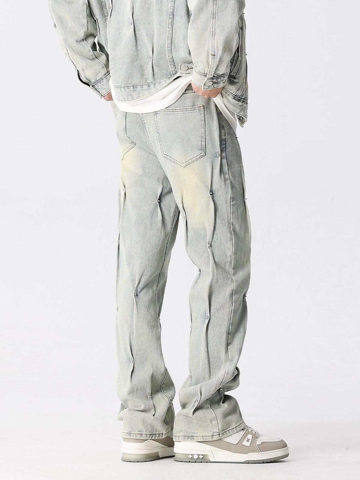 Rivet Wrinkle Washed Jeans
