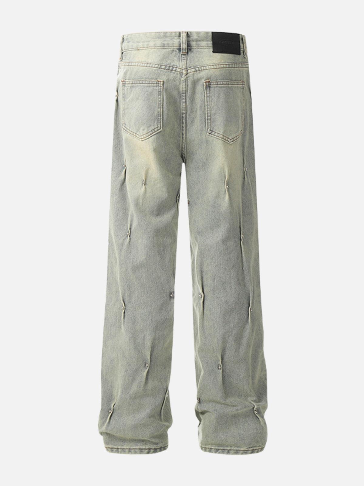 Rivet Wrinkle Washed Jeans