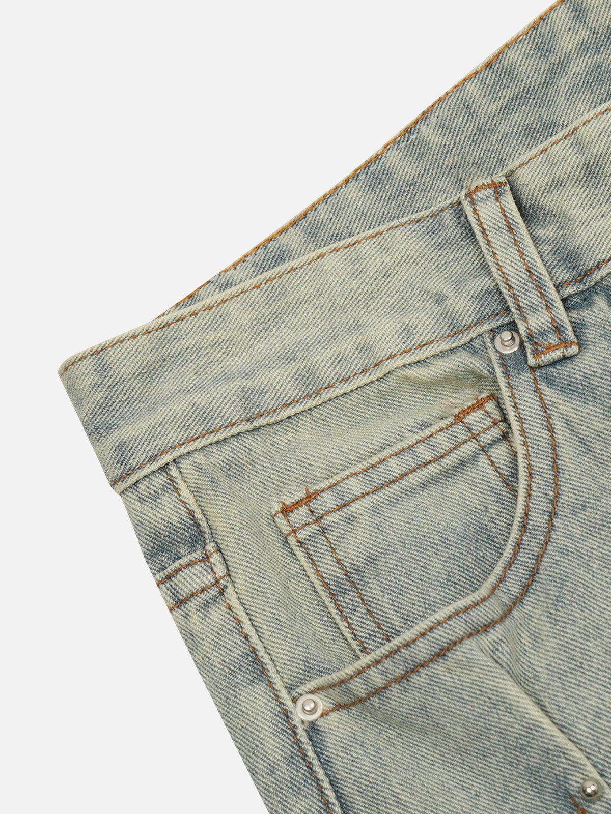 Rivet Wrinkle Washed Jeans
