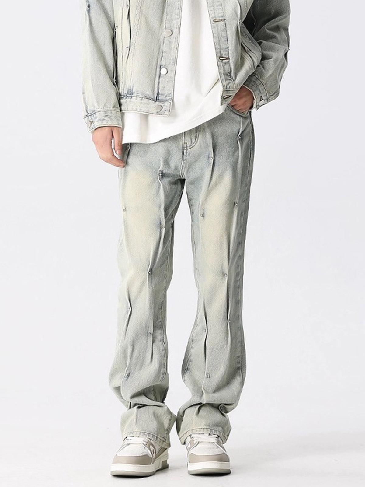 Rivet Wrinkle Washed Jeans