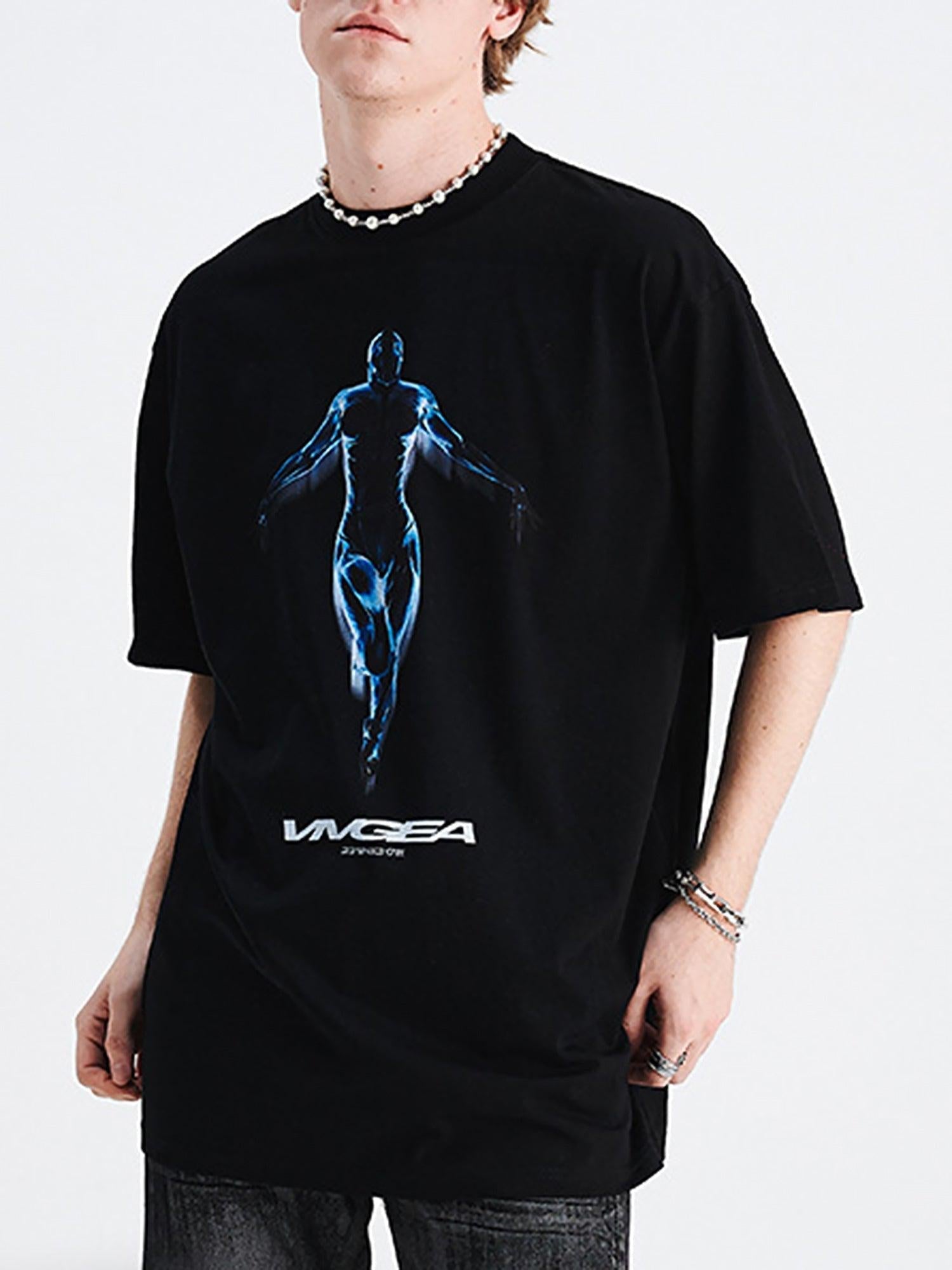 Sci-Fi Metal Silhouette Loose Oversize T-Shirt