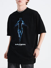 Sci-Fi Metal Silhouette Loose Oversize T-Shirt
