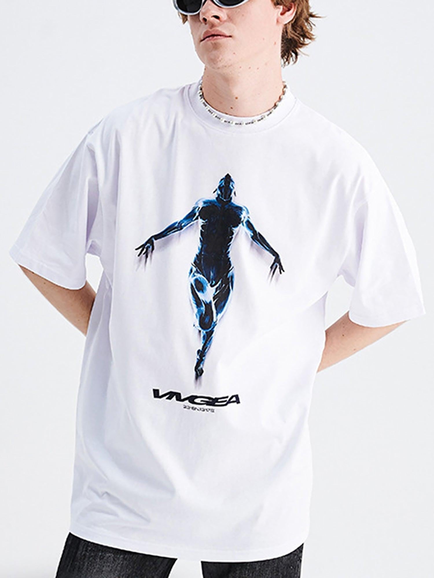 Sci-Fi Metal Silhouette Loose Oversize T-Shirt